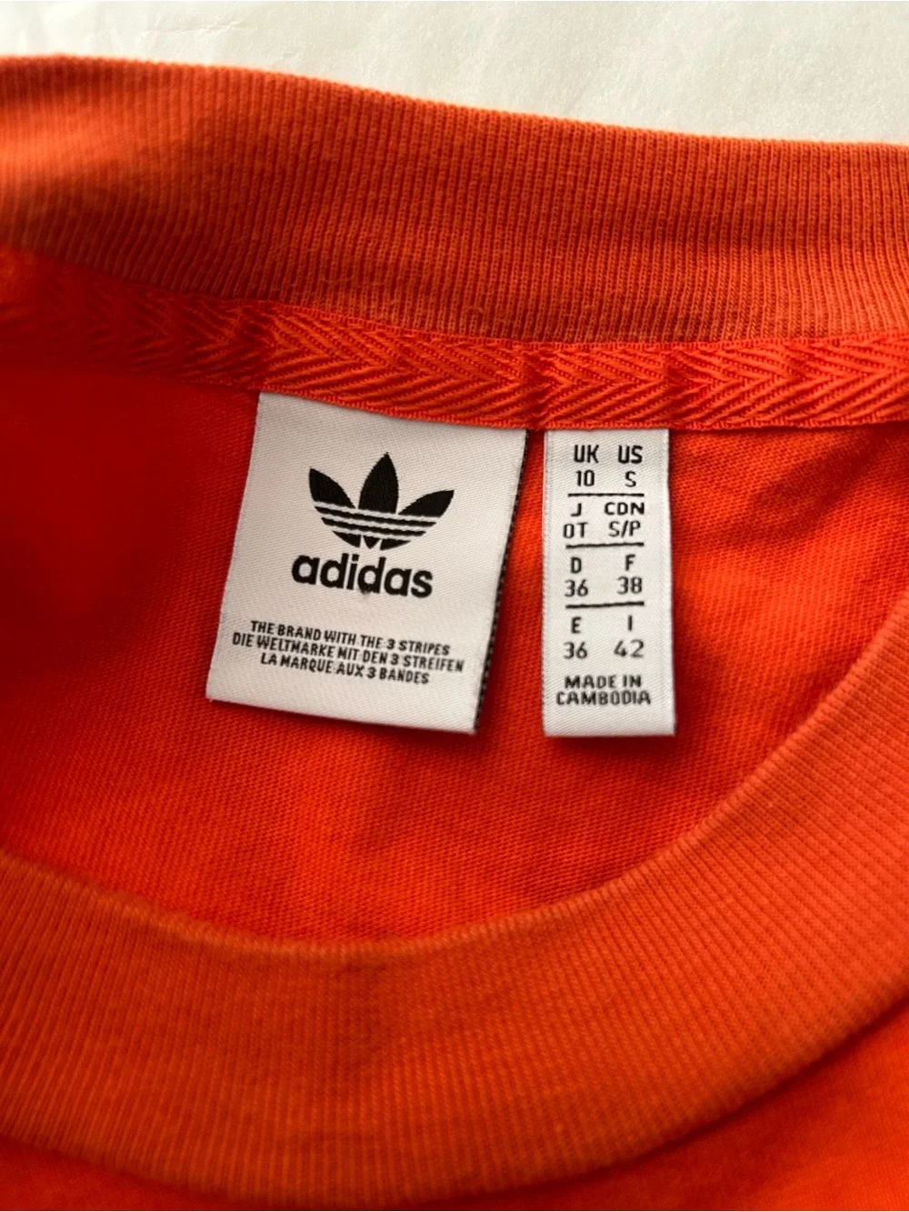adidas Orange Velvet Trefoil Crop Top - Picture 4 of 5